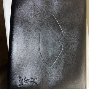 YSL beauty black leather lip cosmetic pouch